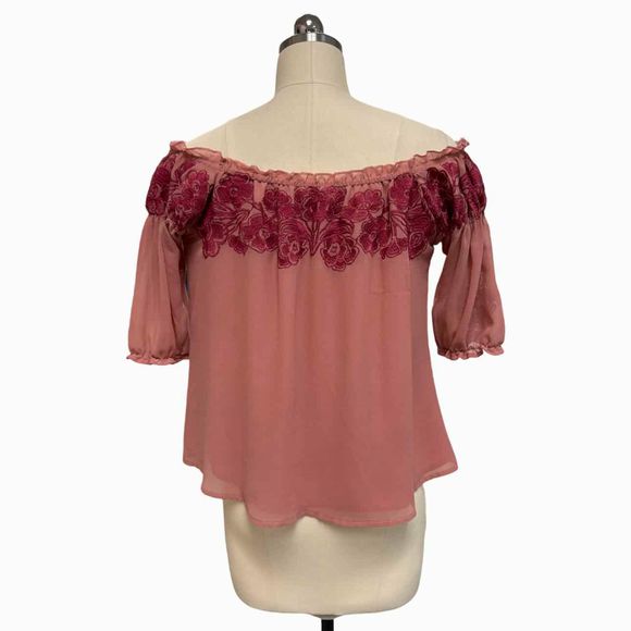 FOR LOVE AND LEMONS SICILY CHIFFON OTS SANGRIA TOP SIZE M