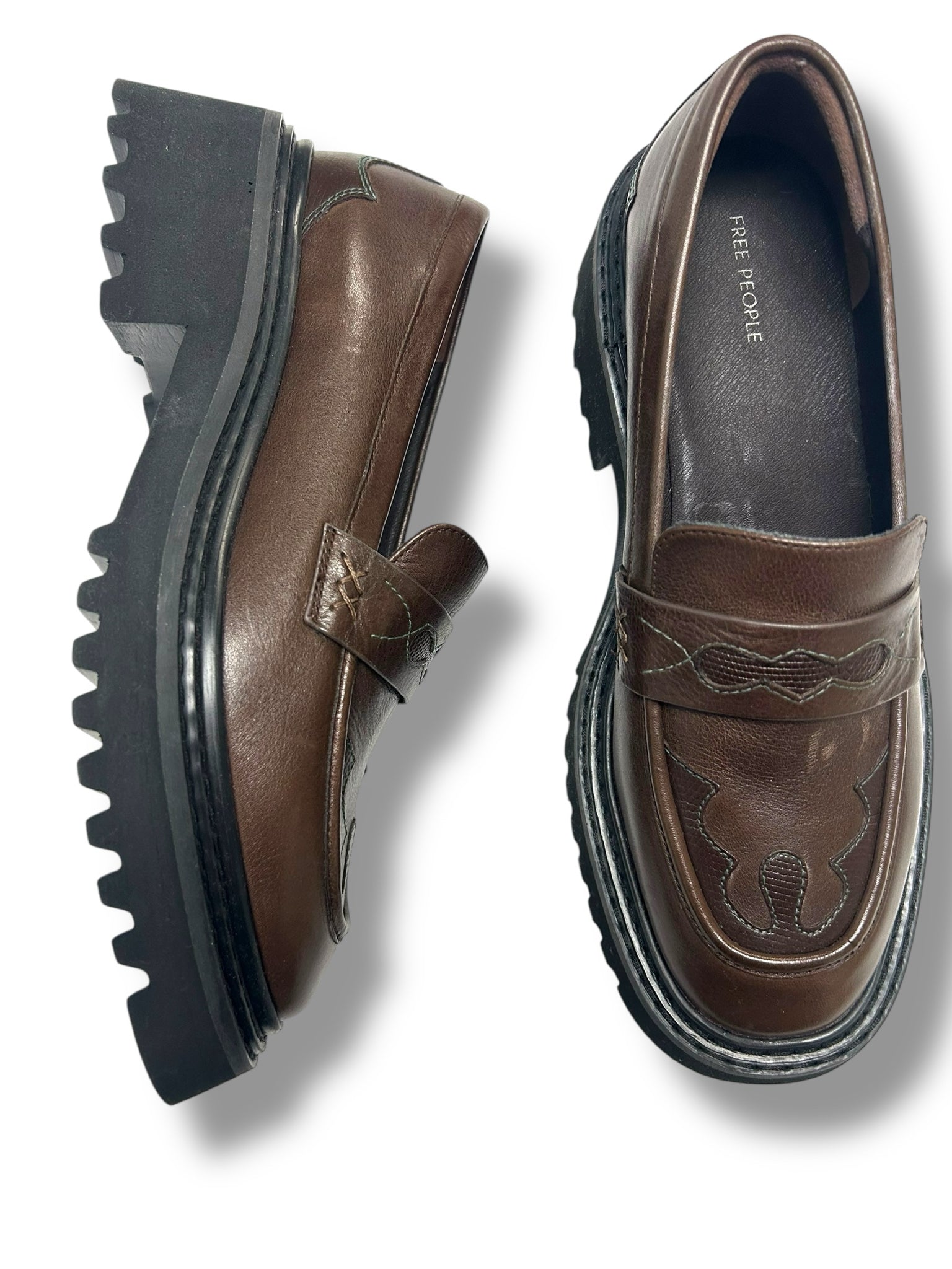 FREE PEOPLE BROWN LEATHER DARCI LUG LOAFER SIZE 10 - WEARHOUSE  CONSIGNMENT