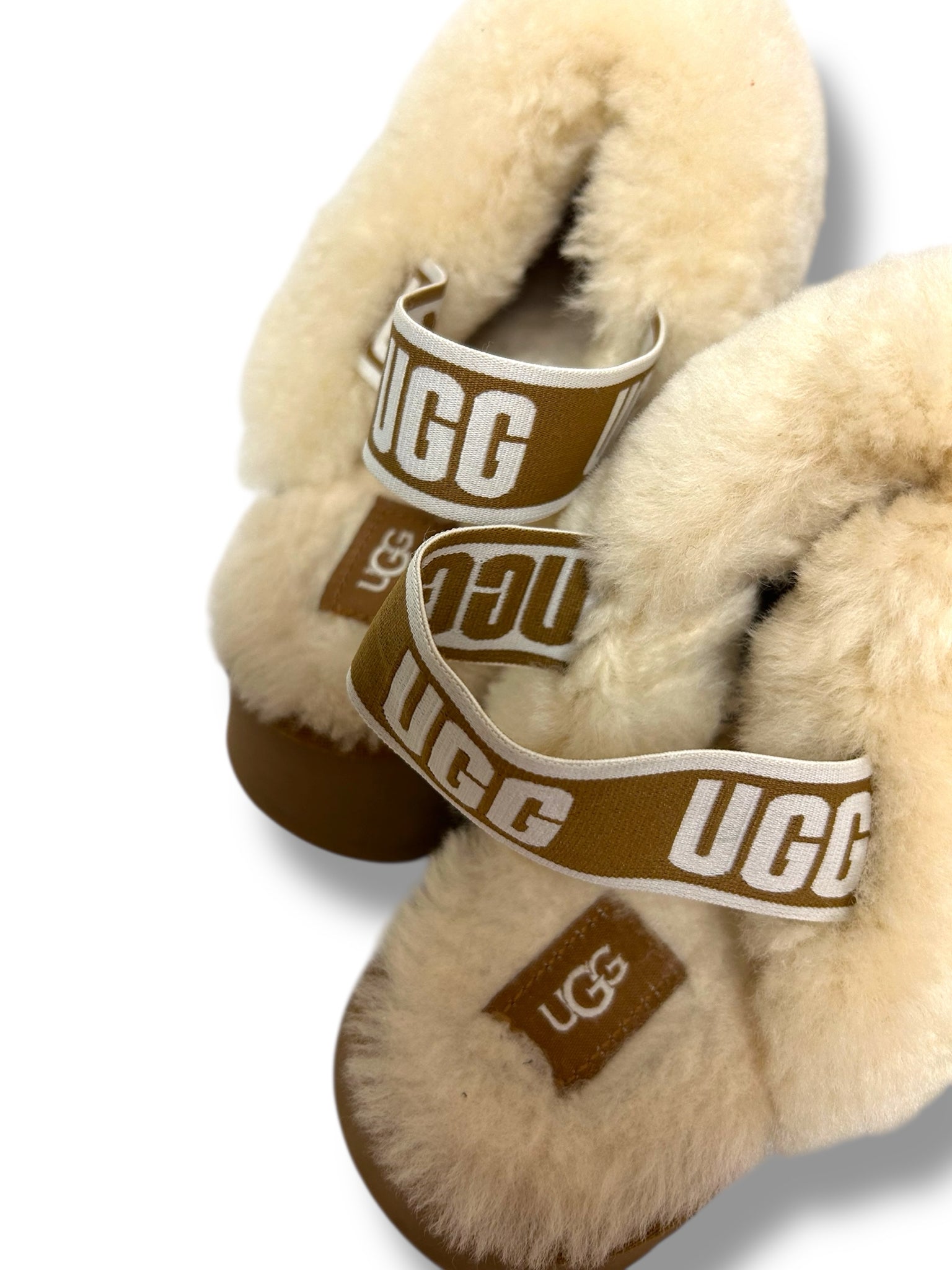 UGG AUSTRALIA FUNKETTE PLATFORM SOLE SLIPPERS CHESTNUT SIZE 9