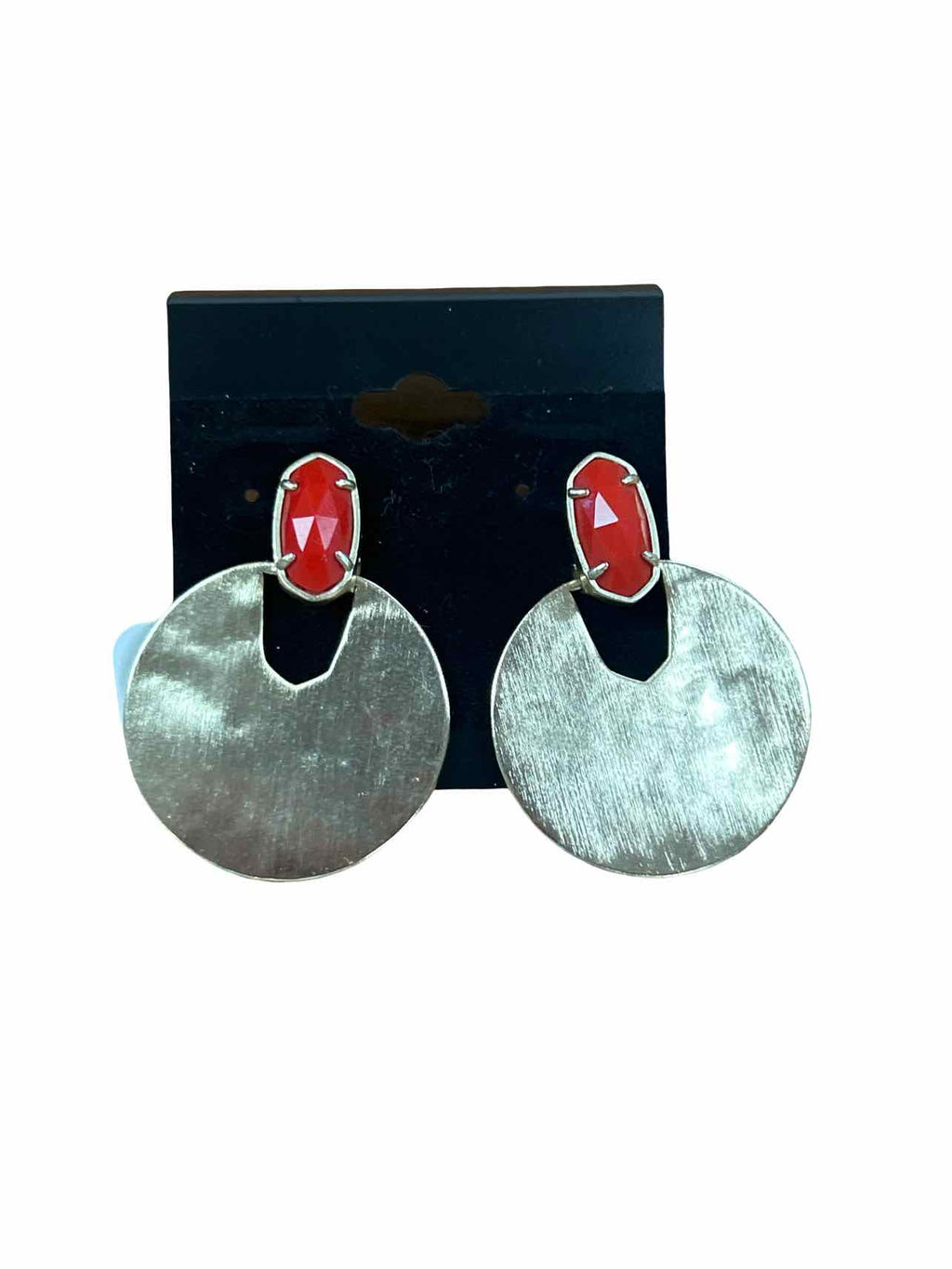KENDRA SCOTT DIDI RED STONE GOLD STATEMENT EARRINGS