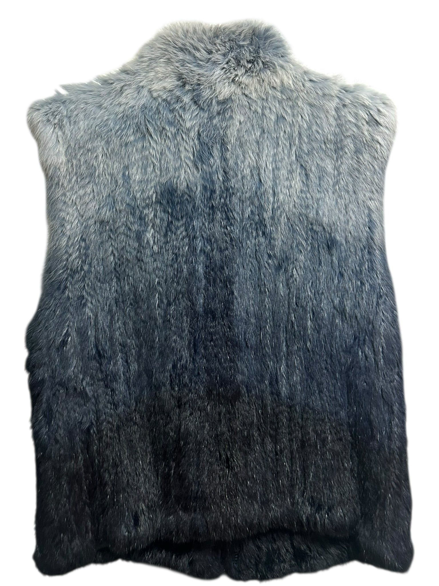 VINTAGE SPI25 BLUE OMBRE RABBIT FUR VEST SIZE SMALL