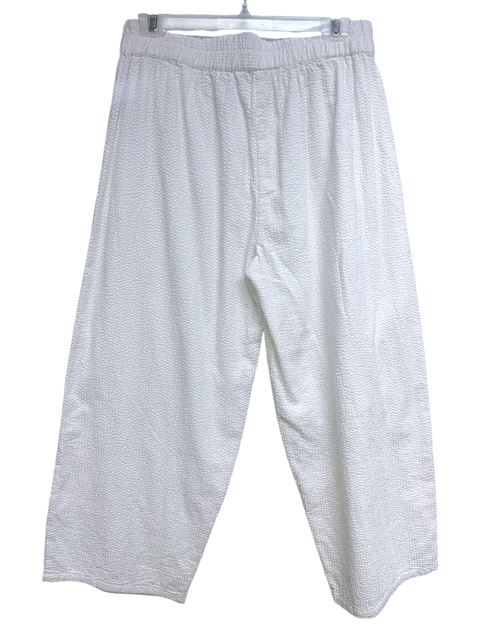 TULIP SEERSUCKER WIDE LEG LAGENLOOK CARGO WHITE PANTS SIZE MEDIUM