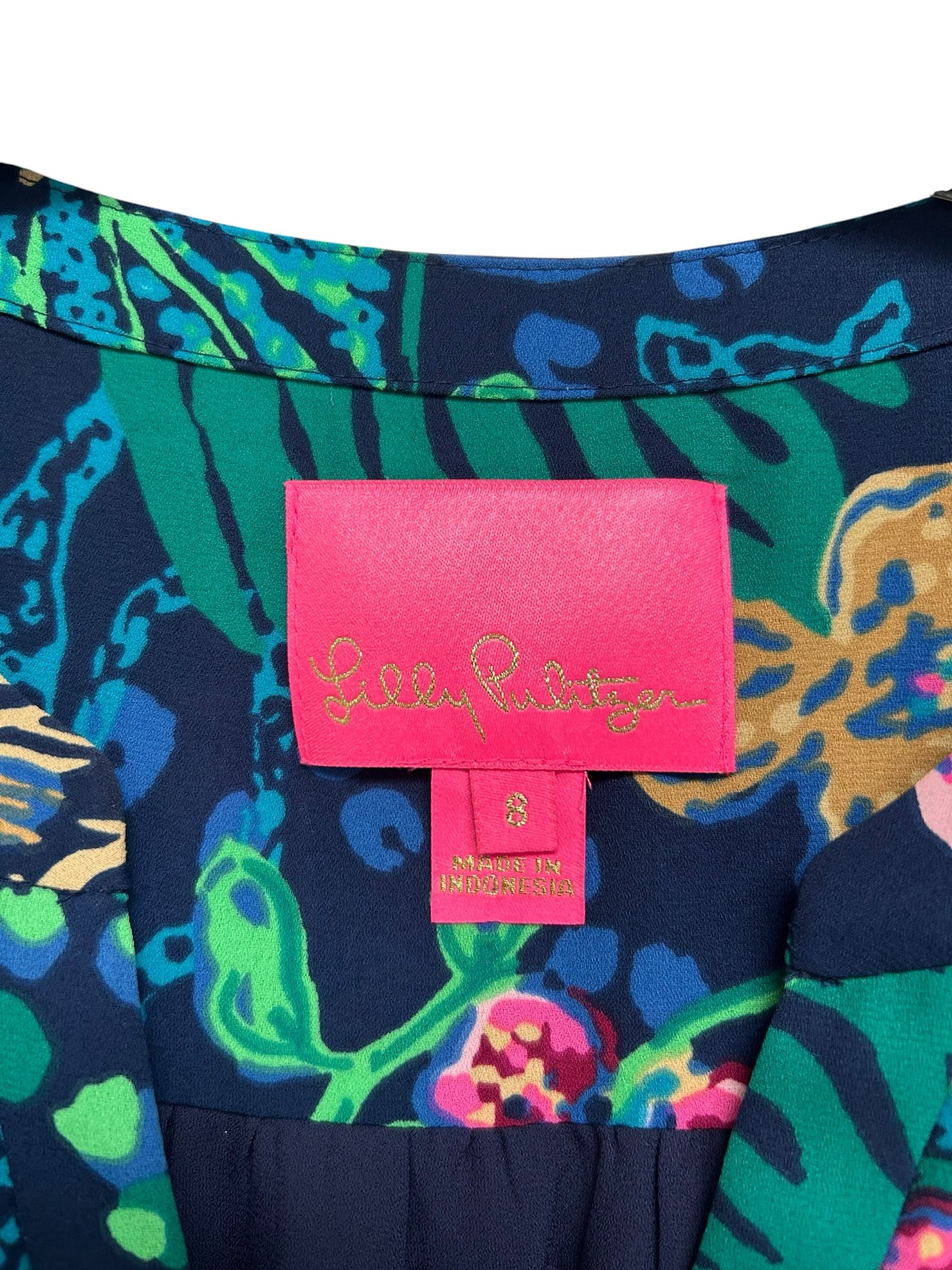 LILLY PULITZER GABRIEL BELL SLEEVE LOW TIDE LIFE OF THE PARTY DRESS SIZE 8