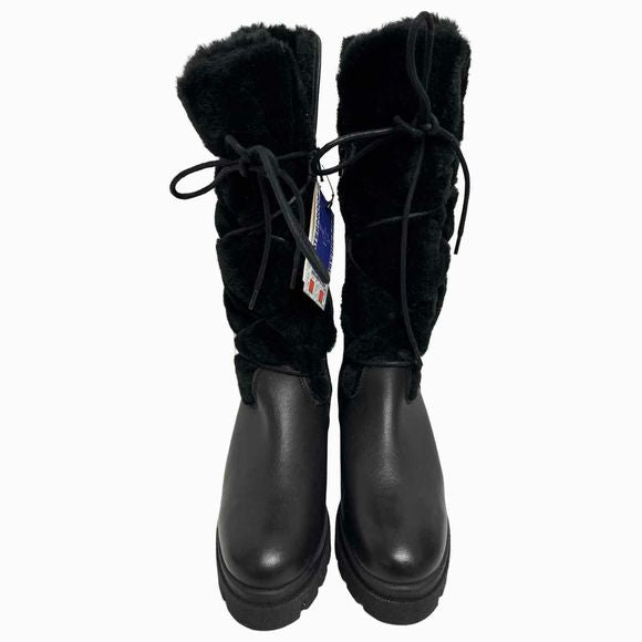 BOS & CO NWOB! CABAL WATERPROOF BLACK LEATHER TALL BLACK BOOT SIZE 38