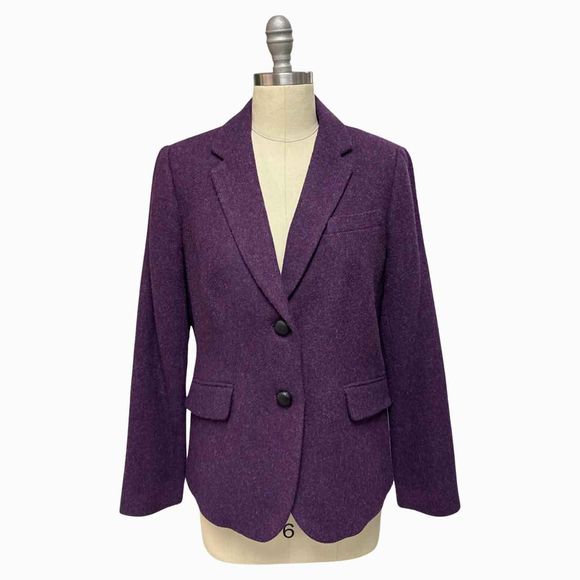 TALBOTS TWEED WOOL PURPLE BLAZER WITH TWO BUTTON DUCK LINING SIZE 10