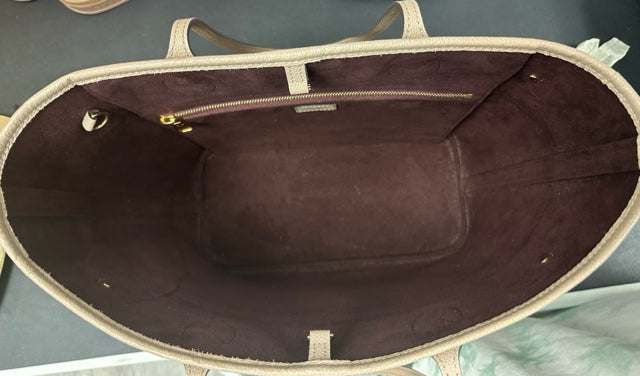 LOUIS VUITTON NEVERFULL MM TURTLEDOVE MONOGRAM EMPREINTE LEATHER WITH POUCH