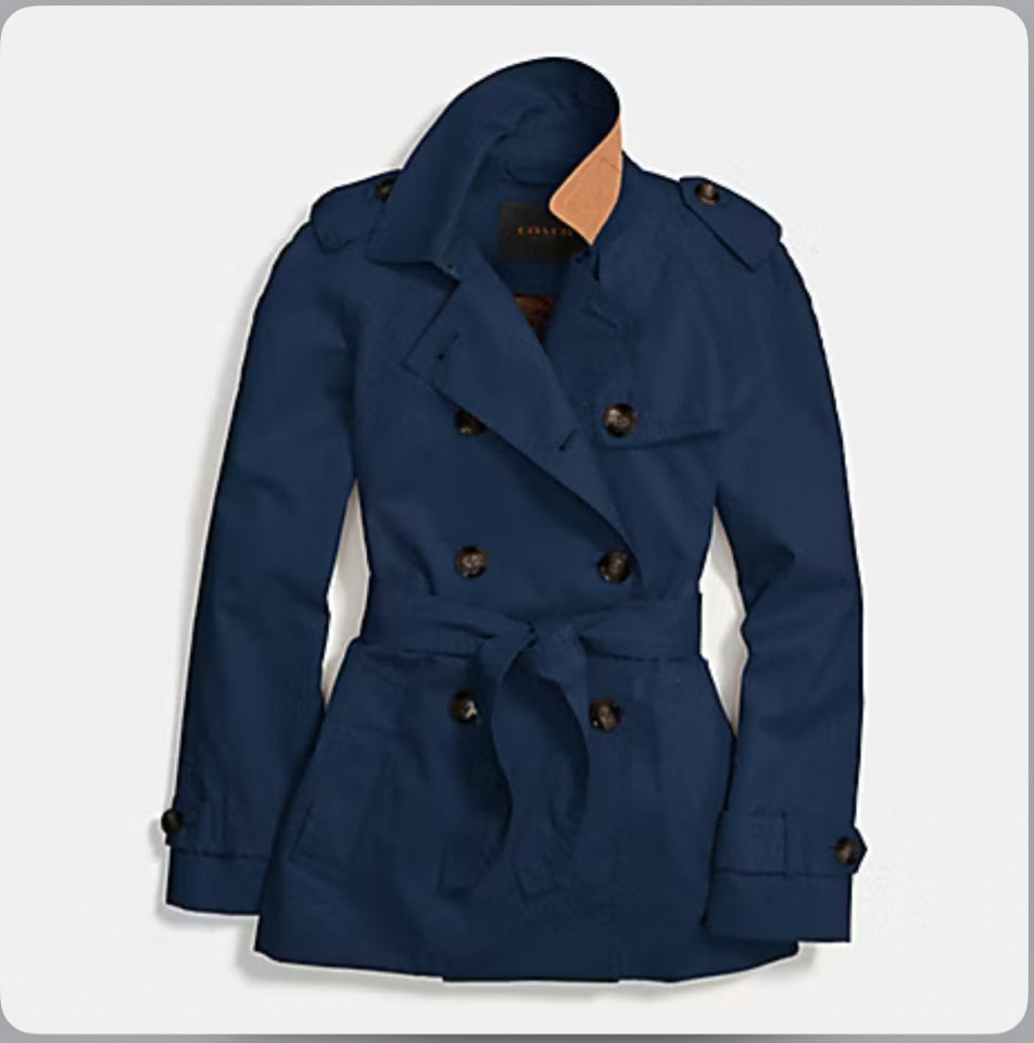COACH ICON SHORT TRENCH COAT TRUE NAVY SIZE SMALL