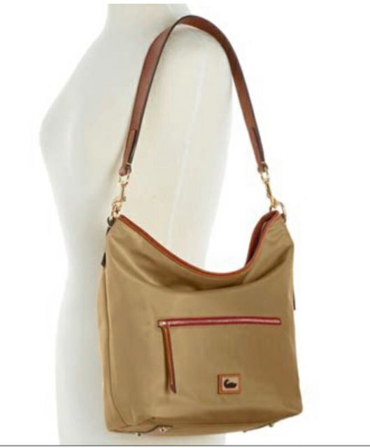 DOONEY & BOURKE TAN WAYFARER HOBO NYLON SHOULDER BAG + COIN POUCH