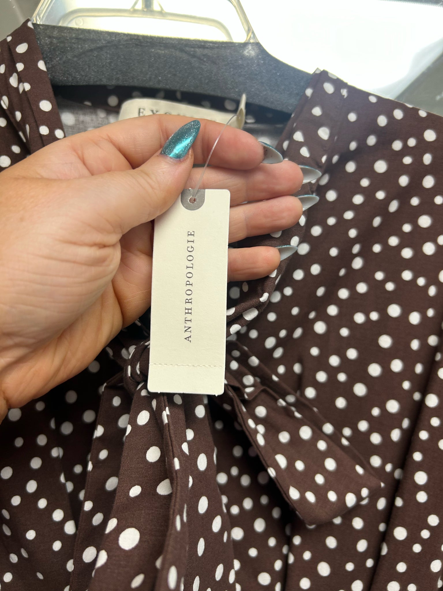 NWT ANTHROPOLOGIE EXQUISE THE TOBIE SHIRT DRESS BROWN POLKA DOT SIZE LARGE