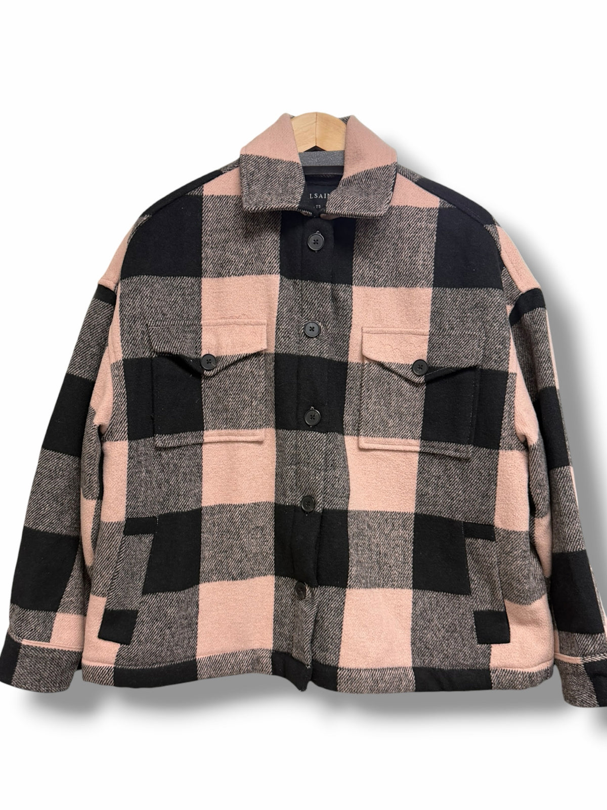 ALL SAINTS LUELLA PINK PLAID CHECK BOXY FIT JACKET SIZE 6
