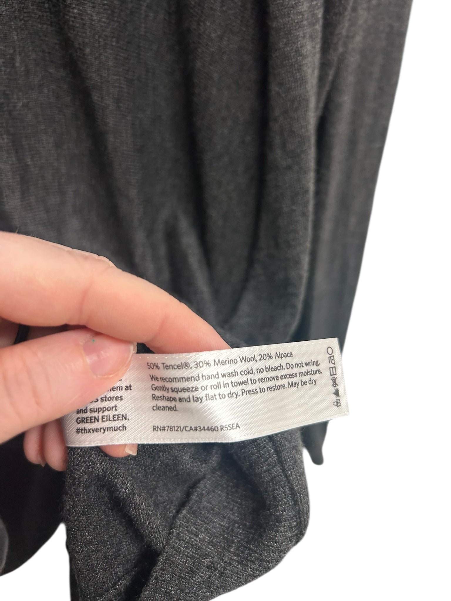 EILEEN FISHER CHARCOAL GRAY ALPACA WOOL BLEND SCOOP NECK SWEATER SIZE SMALL