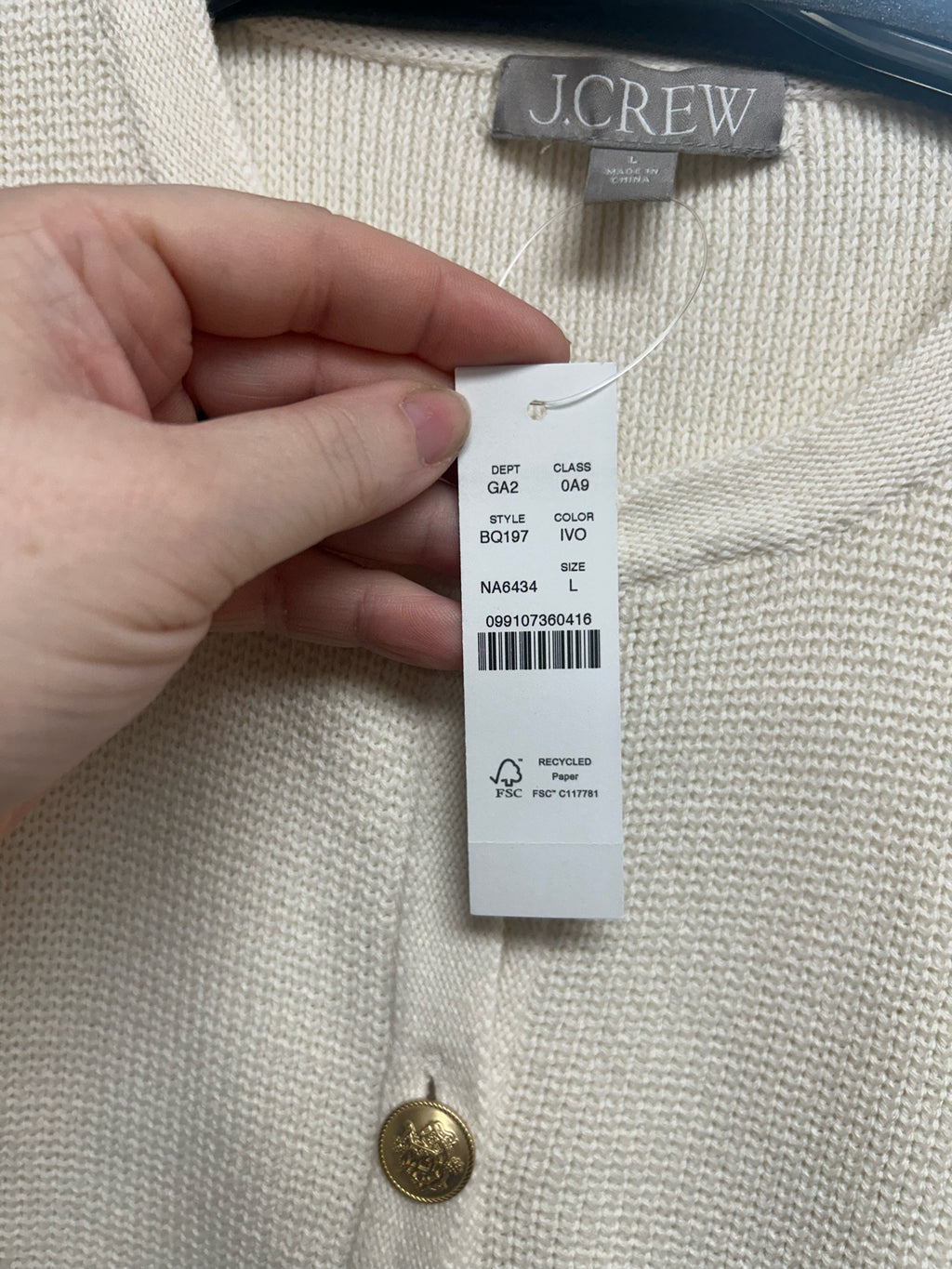 NWT JCREW EMILIE LADY KNIT OFF WHITE SWEATER SIZE LARGE