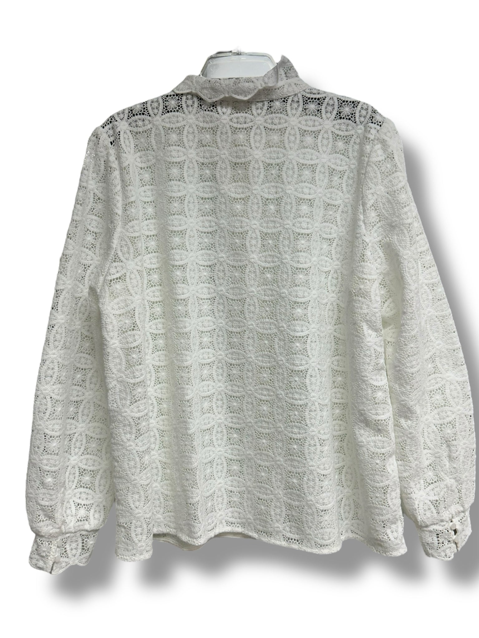 SEZANE CHLO SHIRT ECRU GUIPURE LACE BLOUSE SIZE 48