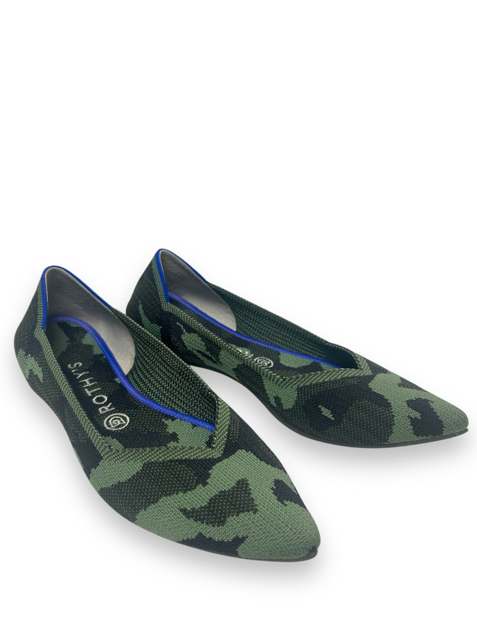 ROTHY'S  THE POINT CAMO KNIT FLAT GREEN W BOX SIZE 9.5