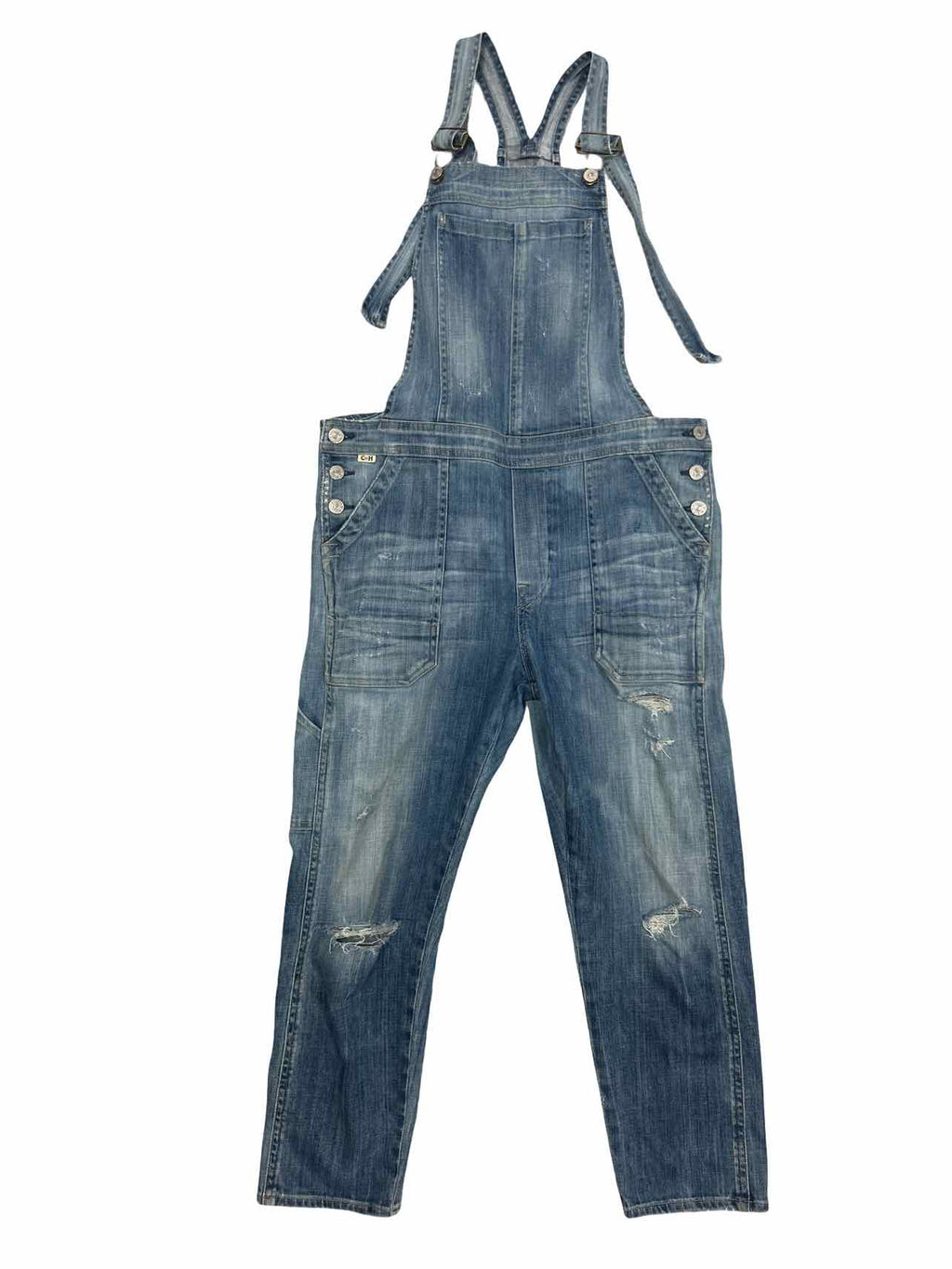 ANTHROPOLOGIE CITIZENS OF HUMANITY AUDREY DISTRESSED DENIM OVERALLS  SIZE: S