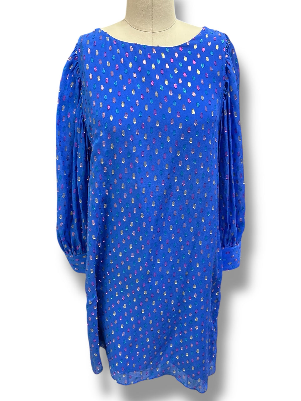 LILLY PULITZER MAISEL ALL SILK DRESS MOROCCAN BLUE SHIFT SIZE 10
