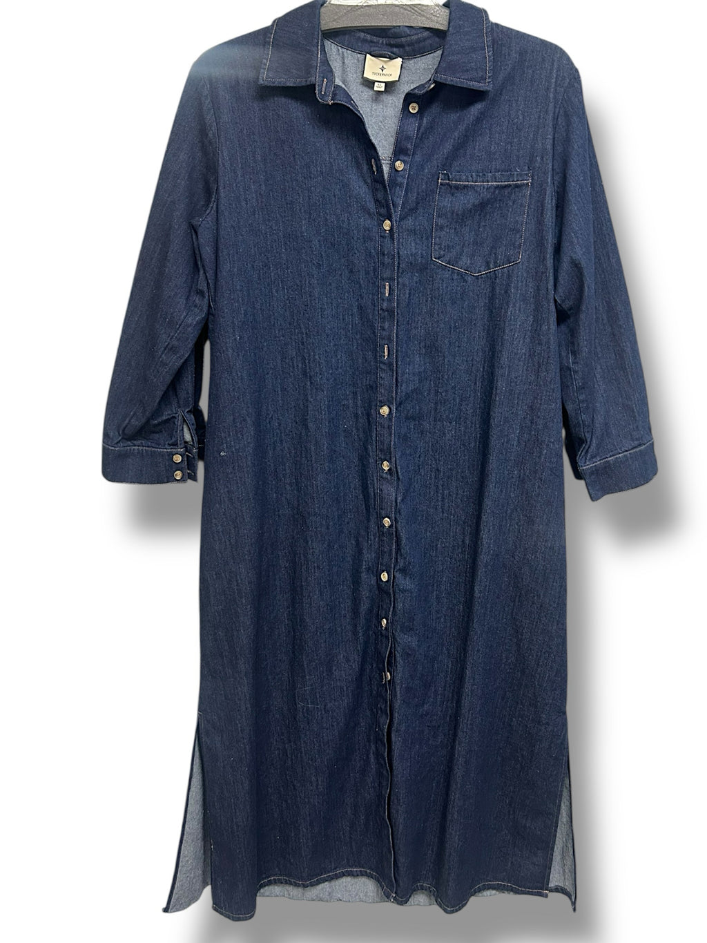 TUCKERNUCK CHESSIE DENIM MAXI BUTTON FRONT SHIRT DRESS (NO TIE) SIZE XL