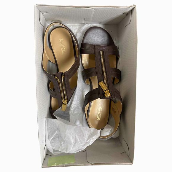 MICHAEL KORS NIB! BERKLEY FLAT BROWN SANDAL SIZE 8