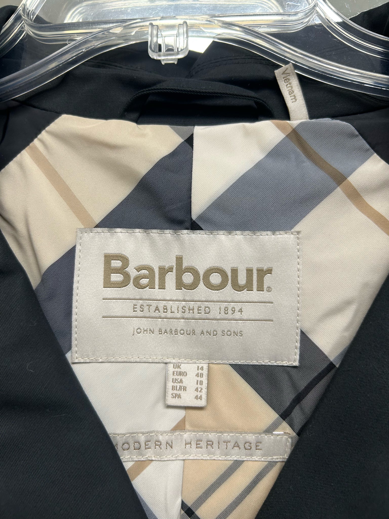 BARBOUR MAISY SHOWERPROOF DOUBLE BREASTED JACKET BLACK SIZE US 10 - WEARHOUSE  CONSIGNMENT