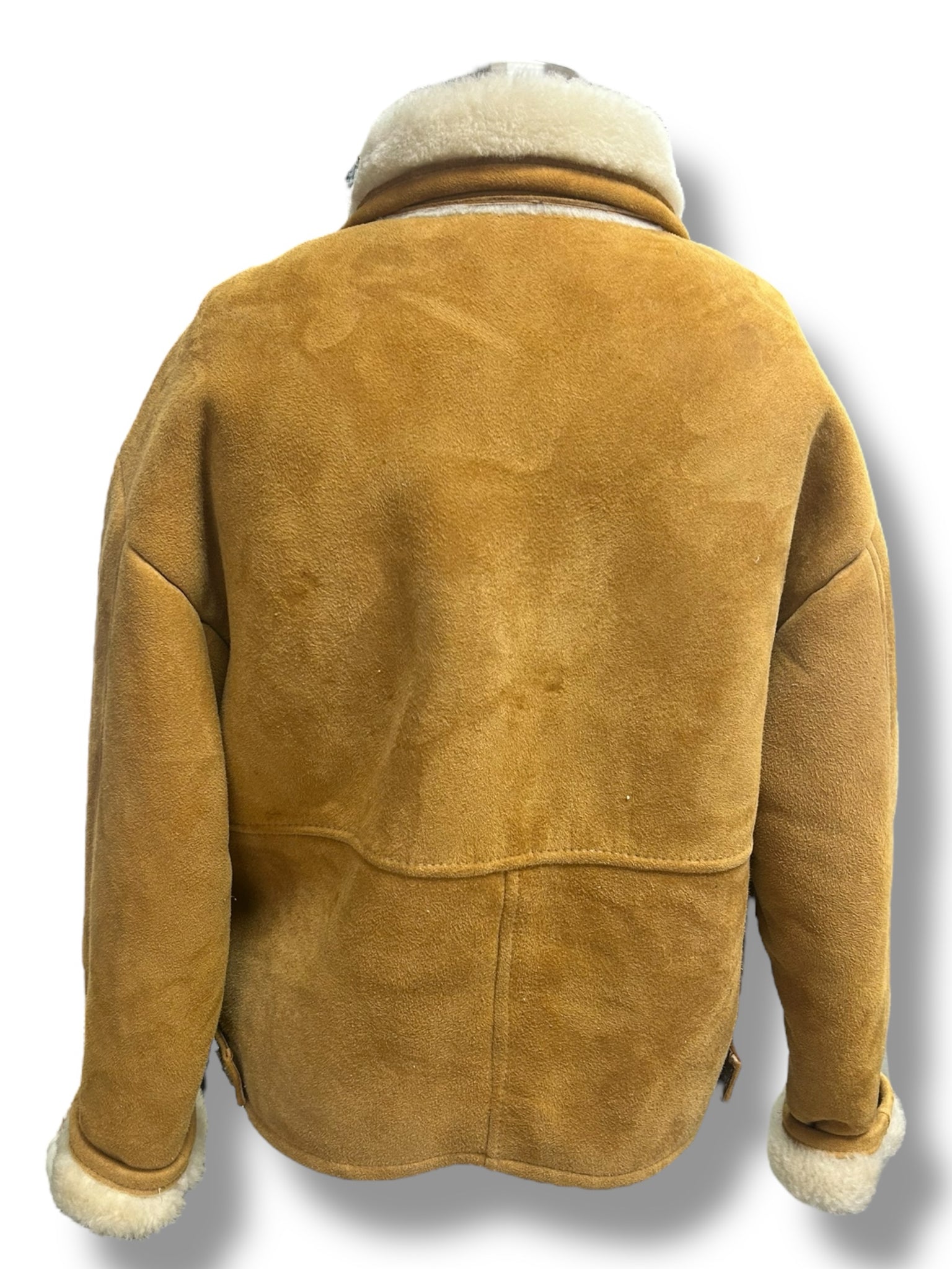 OVERLAND VINTAGE CROP SHEARLING SHEEPSKIN ANTLER BUTTONS SIZE MEDIUM