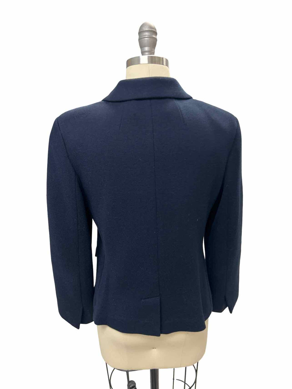 FRAME  WOOL & COTTON BLEND STRETCH SINGLE BREASTED BLAZER SIZE: 8