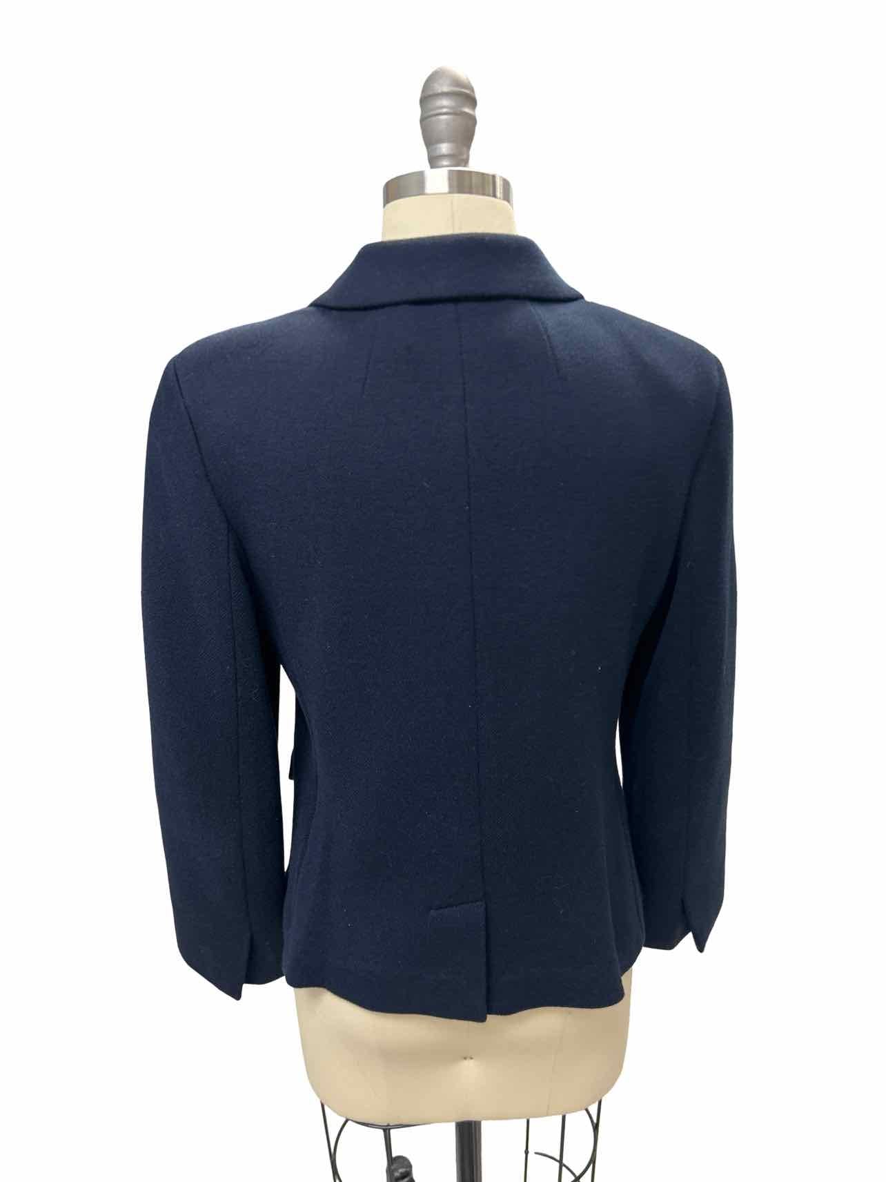 FRAME  WOOL & COTTON BLEND STRETCH SINGLE BREASTED BLAZER SIZE: 8