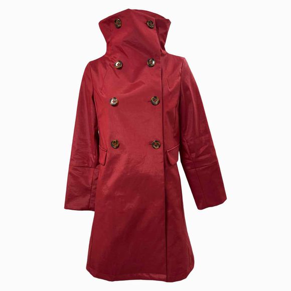 JANE POST FOR NEIMAN MARCUS FUNNEL NECK RED TRENCH COAT SIZE XS