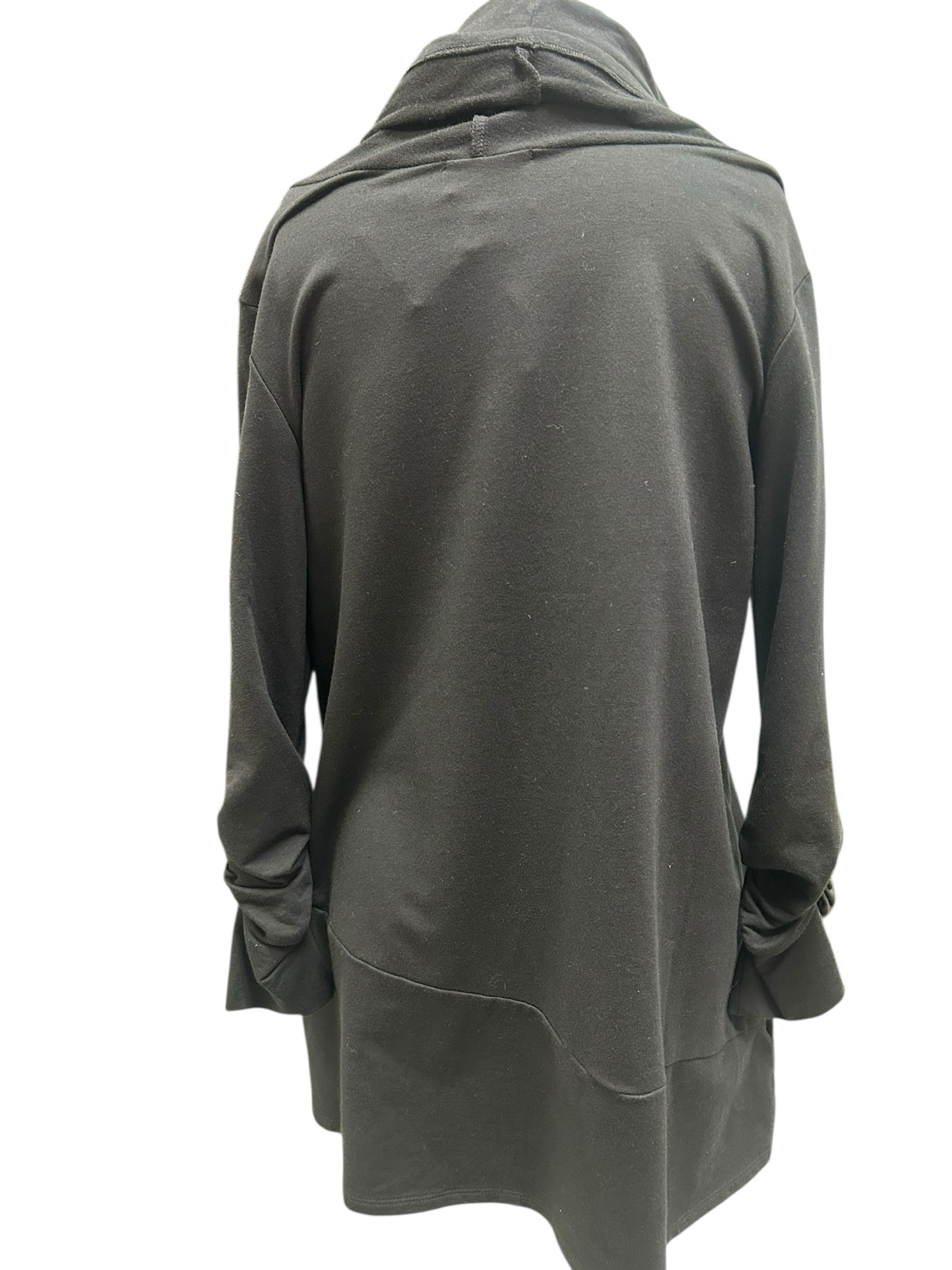 NWT CHALET COWL NECK TUNIC BLACK LONG SLEEVE WITH SIDE BUTTONS SIZE MEDIUM