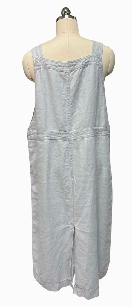 JJILL LINEN BIB OVERALL JUMPER LIGHT GRAY DRESS SIZE XL