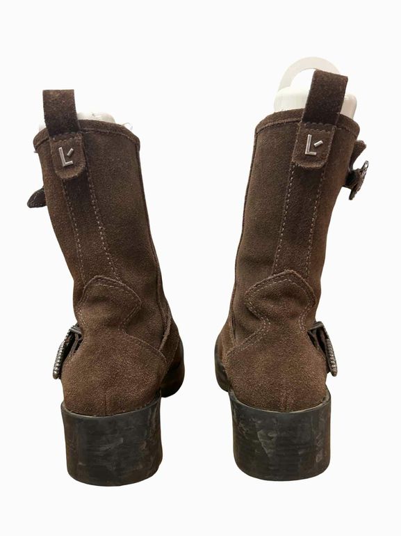 LARROUDE HARDY SUEDE MOTO BOOTS SIZE: 6