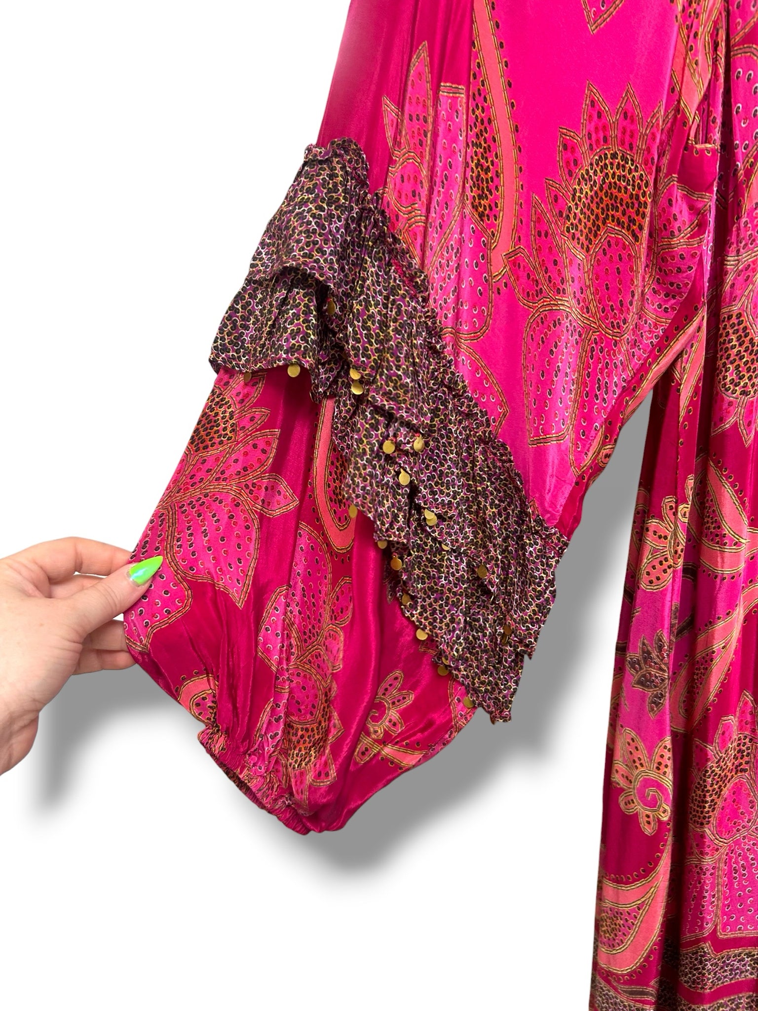 NWT ANTHRO FARM RIO FLORAL GLAM SCARF MAXI DRESS PINK SIZE SMALL