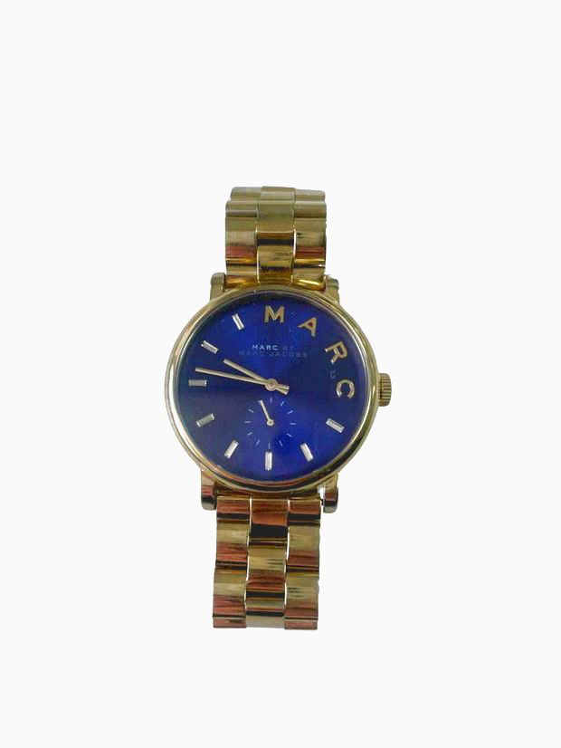 MARC JACOBS GOLD LINK ROYAL BLUE FACE BAKER WATCH