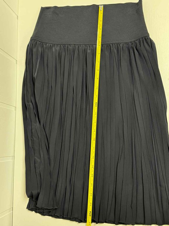 MARC CAIN ACCORDION PLEATED MIDI LINED NAVY SKIRT SIZE S