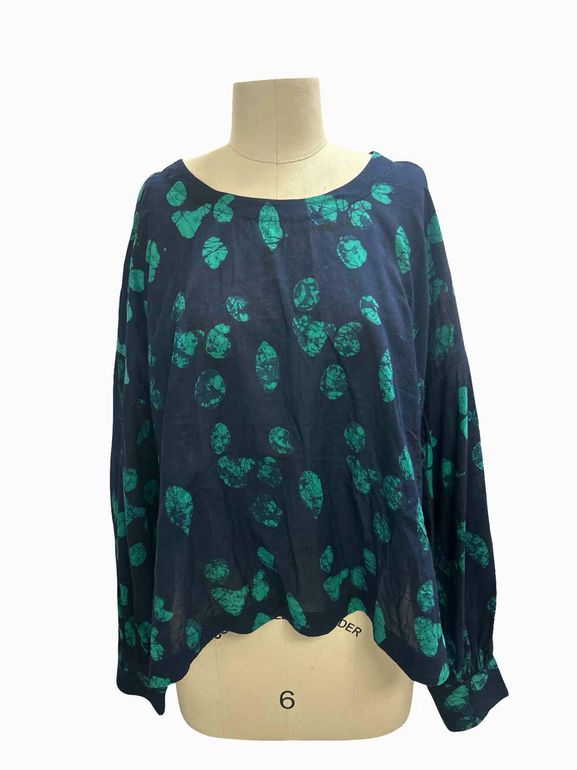 RACHEL COMEY COTTON BATIK DOT BLOUSE SIZE: 8
