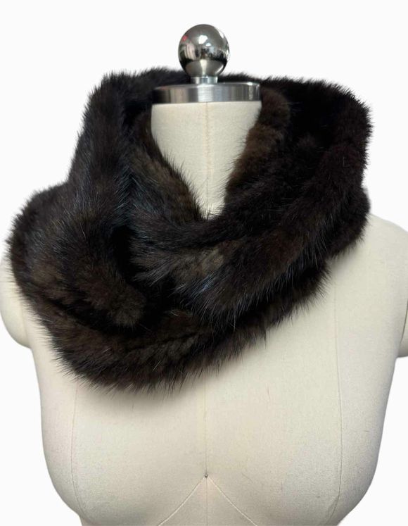 ADRIENNE LANDAU AUTHENTIC MINK FUR INFINITY BROWN SCARF