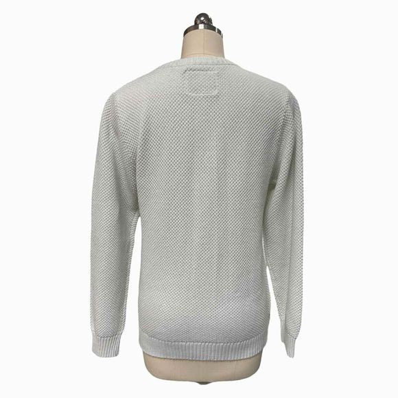 LONG WHARF SUPPLY CO LIGHT KNIT CREWNECK WHITE SWEATER SIZE L