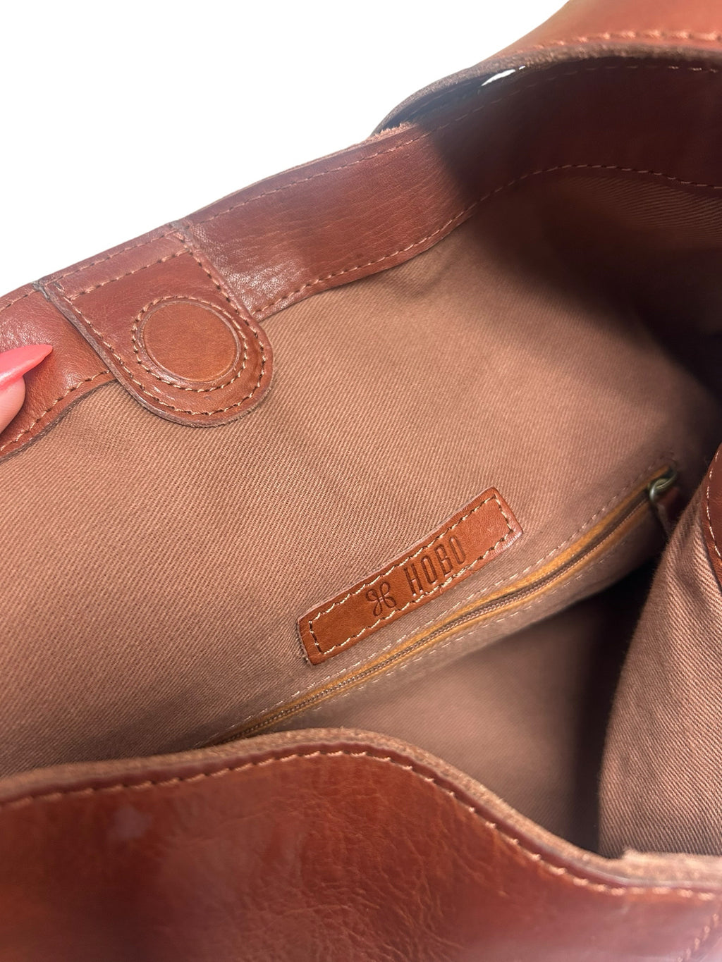 HOBO HAZEL WOVEN SIDE PANELS LEATHER SLOUCHY BAG BROWN