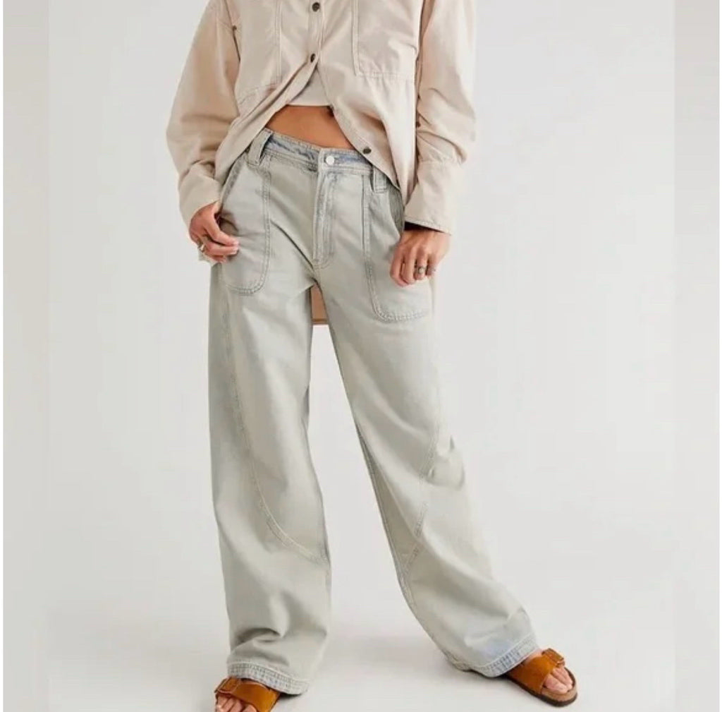 WE THE FREE HAYWIRE HIGH RISE STONE WASH SKATER JEANS SIZE 29