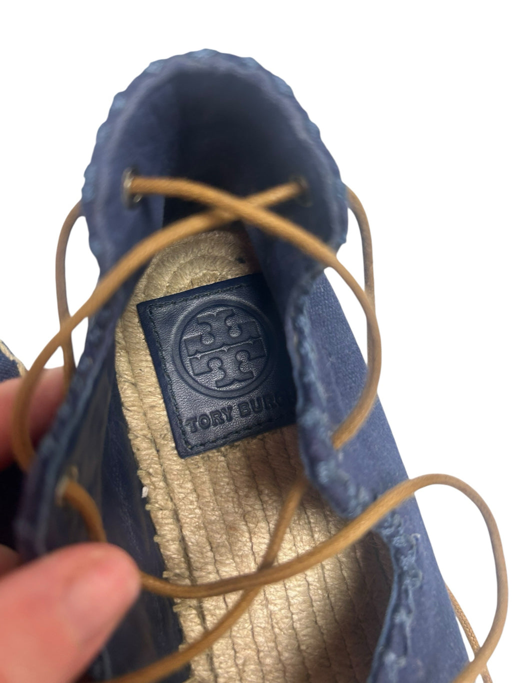 TORY BURCH SONOMA GHILLIE ESPADRILLE BLUE LACE UP FLATS SIZE 8.5