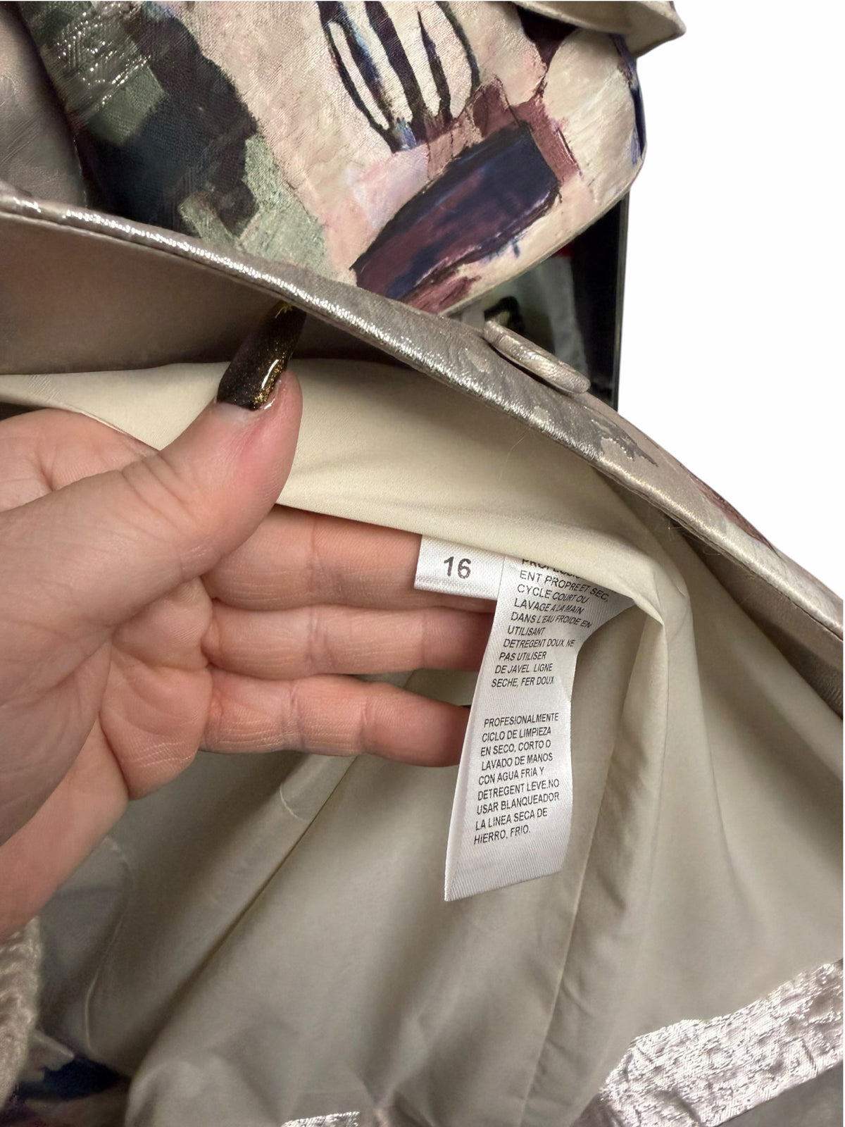 DONCASTER DRESS COAT METALLIC ABSTRACT WATERCOLOR PRINT SIZE 16