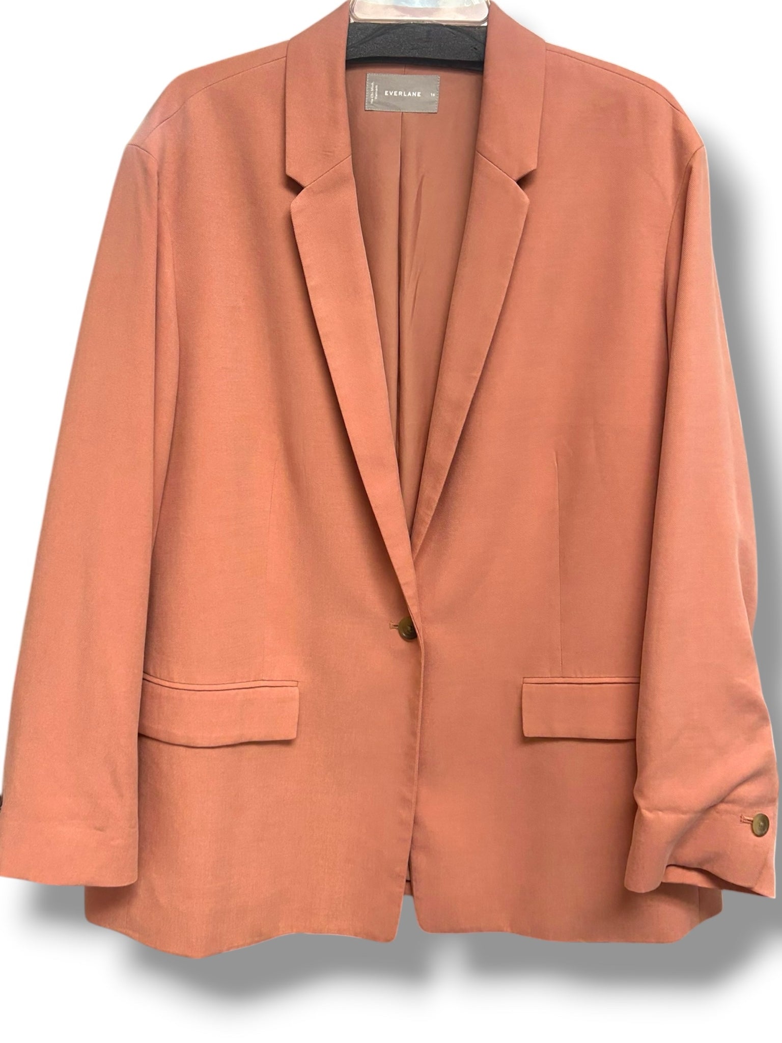 EVERLANE PEACH ONE BUTTON LYOCELL SOFT BLAZER SINGLE BUTTON CLOSURE SIZE XL