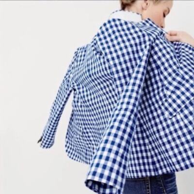JCREW LINEN SPRING PREPPY SCHOOLBOY GINGHAM BLAZER SIZE 4