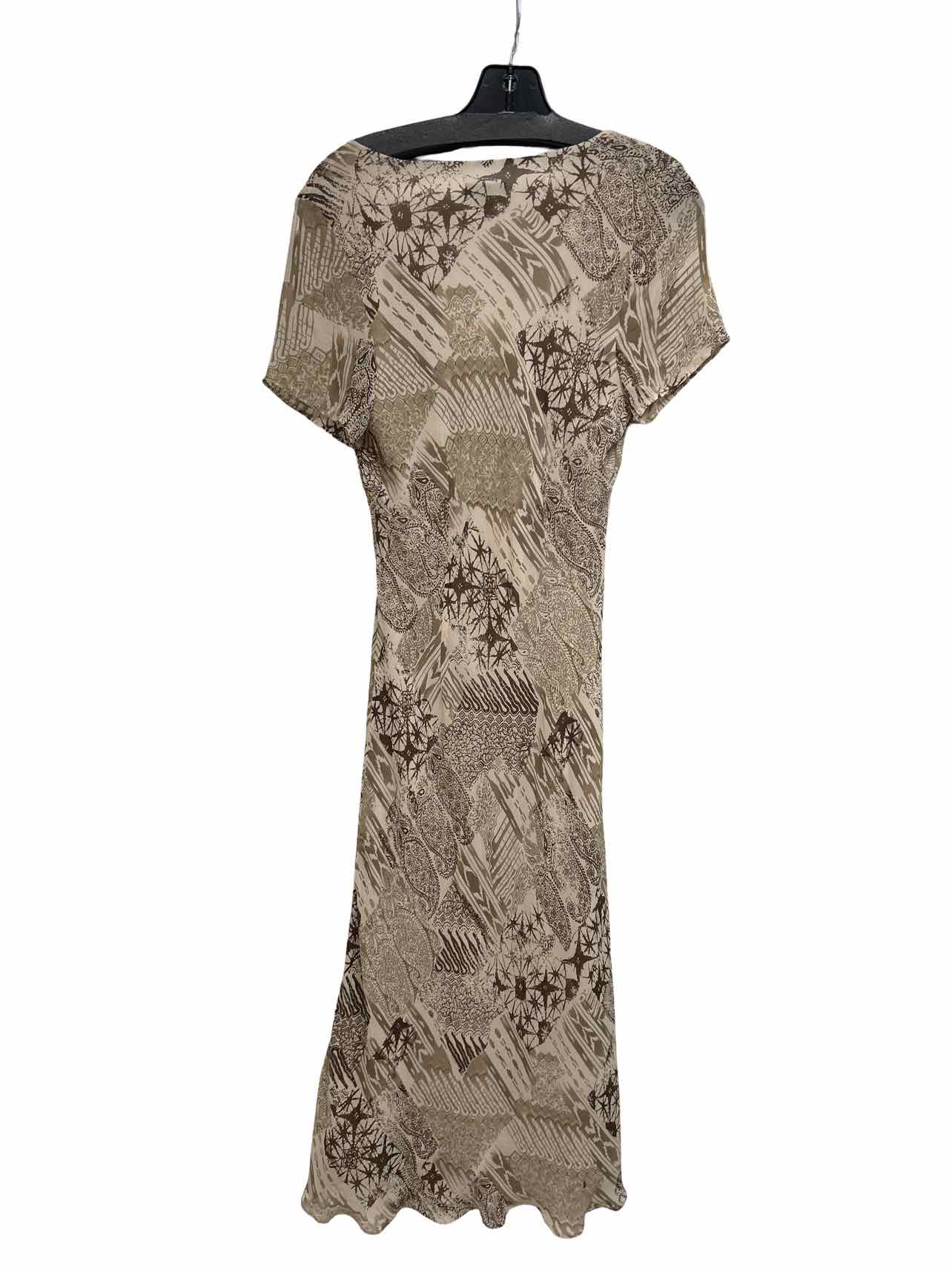 ANTHROPOLOGIE LAPIS SILK V-NECK SS MAXI DRESS SIZE: S