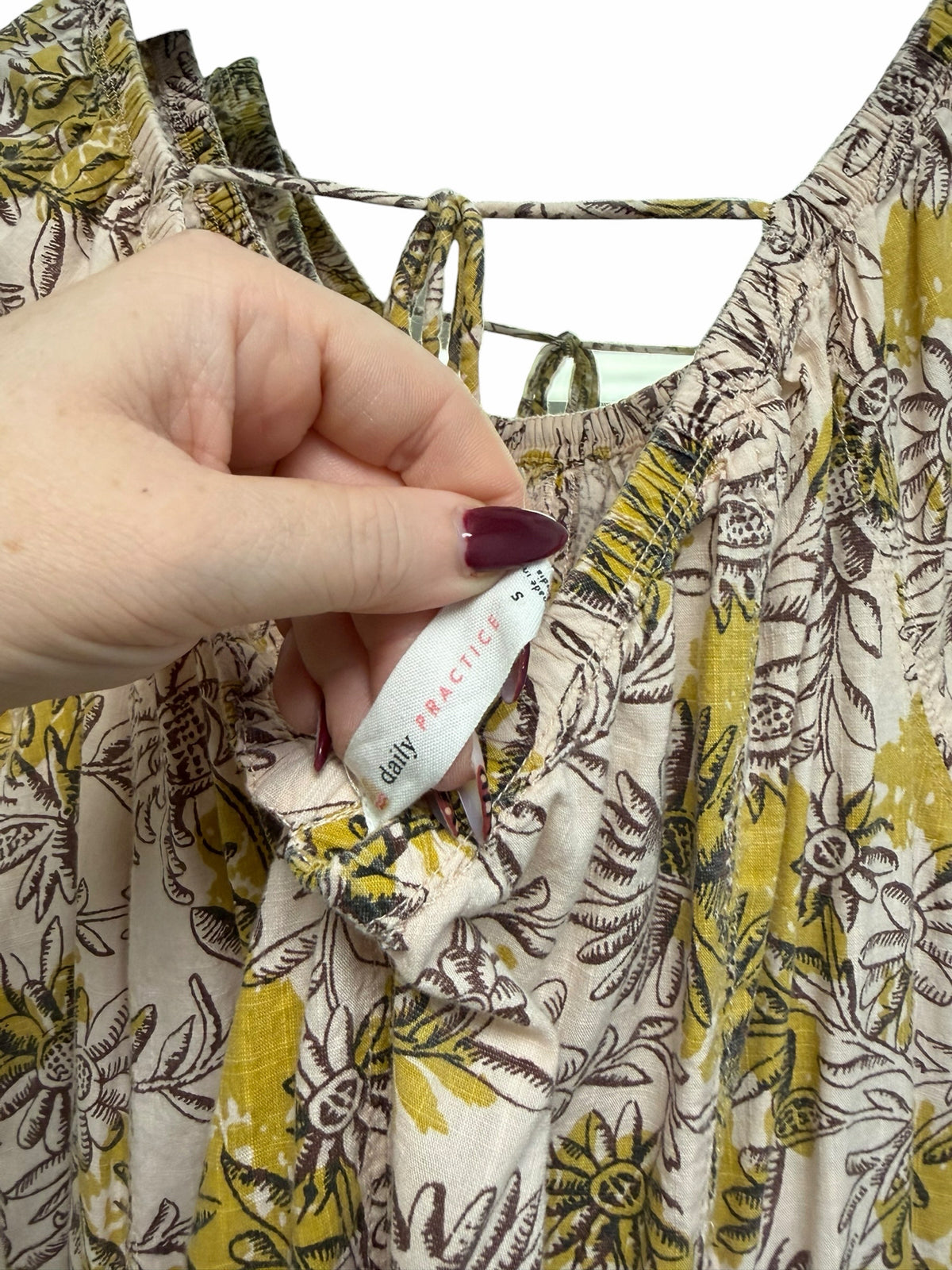 ANTHROPOLOGIE DAILY PRACTICE FLORAL MOLLIE TUNIC OFF THE SHOULDER MINI DRESS S