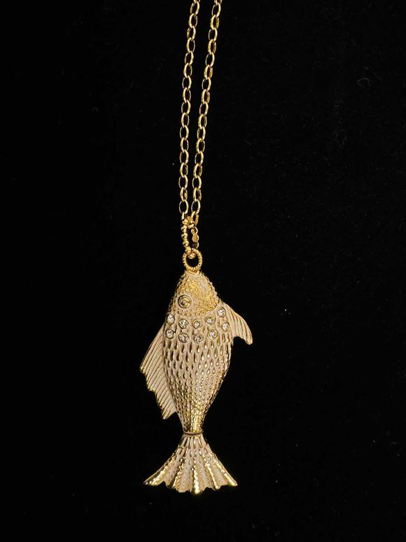 BRIGHTON MARINE FISH PENDANT GOLD TONE CONVERTIBLE NECKLACE