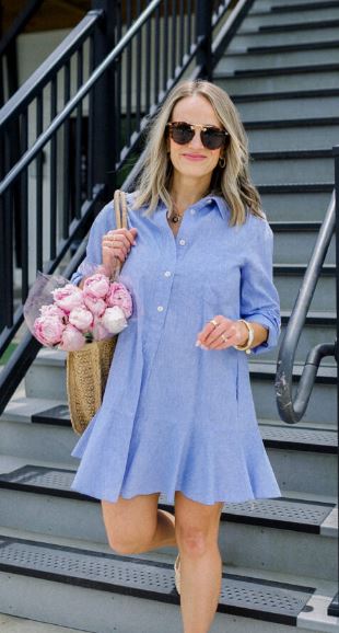 TUCKERNUCK CALLAHAN 100% COTTON RUFFLE HEM SHIRT DRESS SIZE SMALL