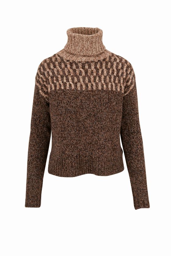 VERONICA BEARD BIA BROWN MULTI TURTLENECK BROWNS SWEATER SIZE M