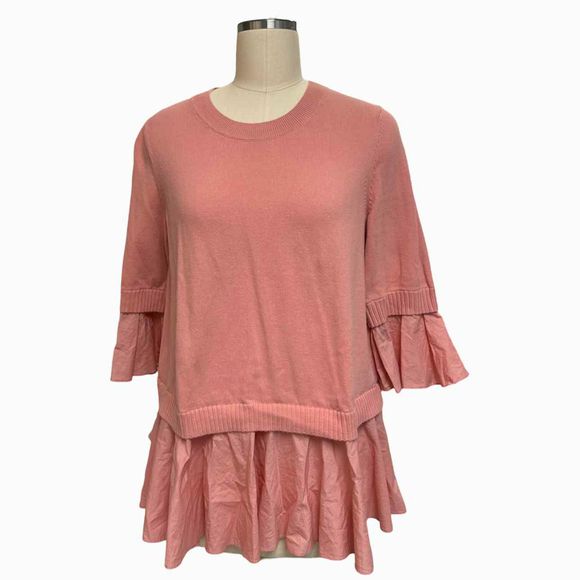 COS LIGHT KNIT PEPLUM LIGHT PINK TUNIC TOP SIZE S