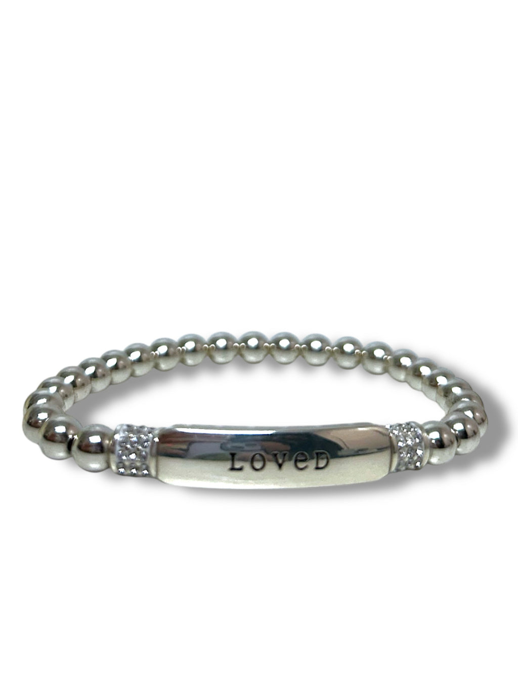 BRIGHTON MERIDIAN 'LOVED' STRETCH BRACELET SILVER