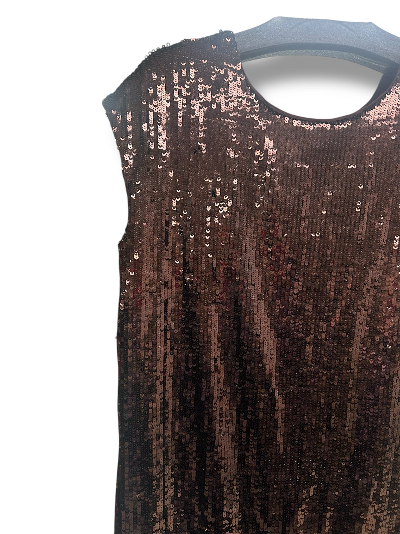 ANTHROPOLOGIE MAEVE KARA BROWN SEQUIN V BACK MINI DRESS SIZE MEDIUM